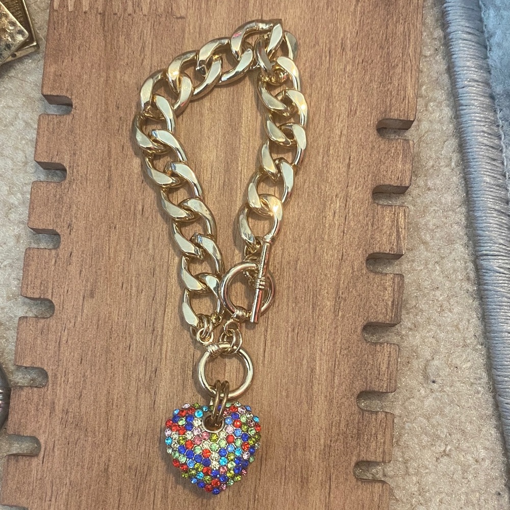Chunky Multi Heart Charm Bracelet